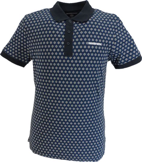 Lambretta Mens Navy All Over Target Polo Shirts – Mazeys UK