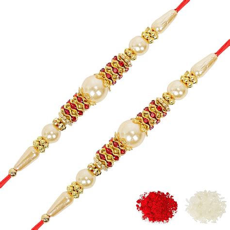 Buy EVOLON DEALS Designer Brother's Rakhi Set of 2 with Roli Chawal ...