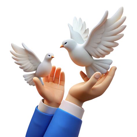 serene vintage 3D Illustration Peaceful Doves Landing premium 57144393 PNG