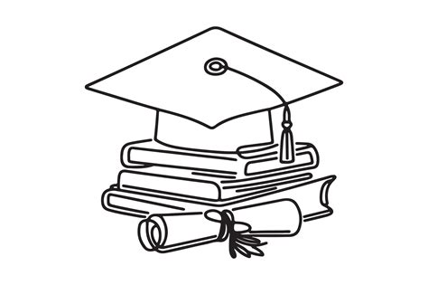 graduation cap and diploma book outline icon 50549092 Vector Art at ...
