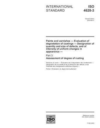 ISO 4628-3:2003, Paints and varnishes - Evaluation of degradation of ...
