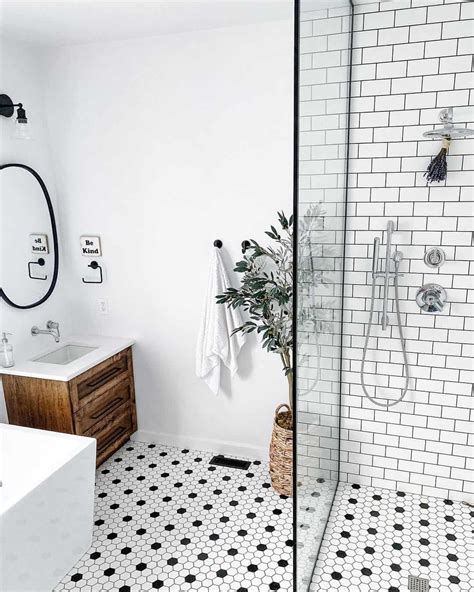 Small White and Black Bathroom Floor Tile - Soul & Lane