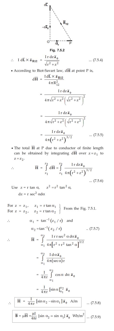 Magnetic field intensity (H) due to Straight Conductor of Finite Length