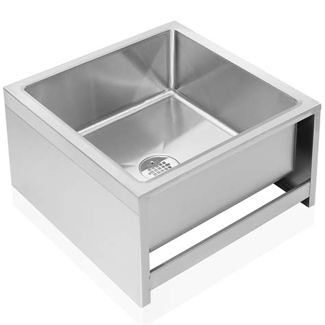 Gridmann Commercial Stainless Steel Floor Mop Sink, NSF - 24" x 24" x ...