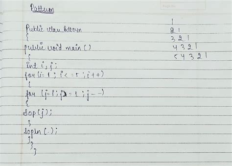 What is java program to print 1 21 321 4321 54321 - Brainly.in