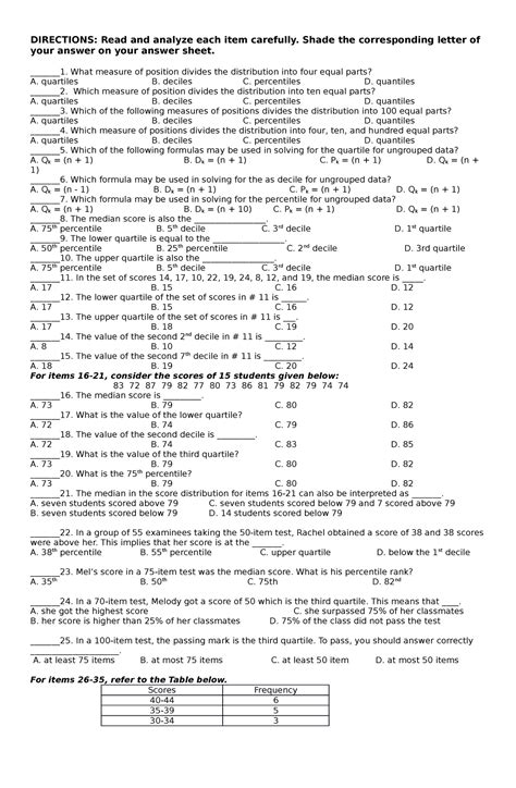 TEST Math10 Q4 - Test in Mathematics for Quarter. - DIRECTIONS: Read ...