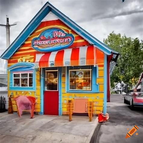 Exterior view of an ice cream shack on Craiyon