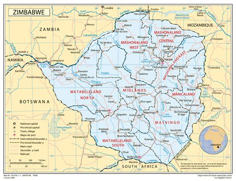 Full political map of Zimbabwe. Zimbabwe full political map | Vidiani ...