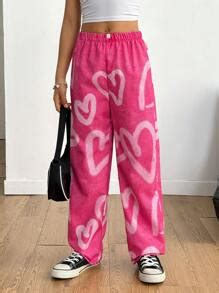 SHEIN Jean branché imprimé cœur en rotation pour les filles ...