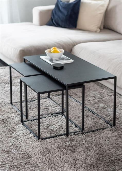 Buy Black Coffee Table With Nesting Stools – Handicrafts Town