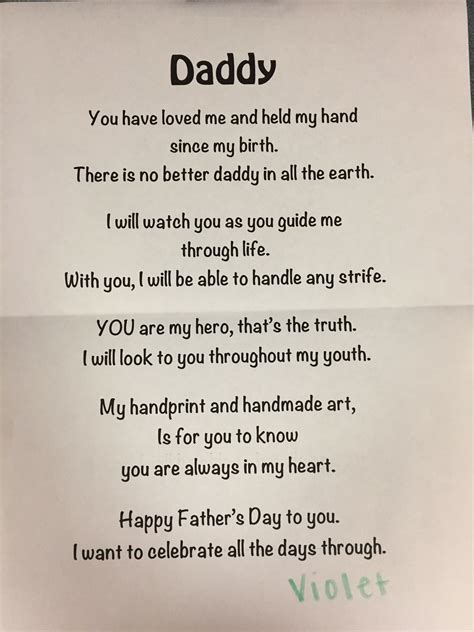 Father's Day poem for handprint gift | Fathers day poems, Fathers day ...