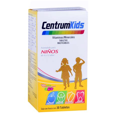 Multivitamínico CentrumKids Sabor Frambuesa-Limón Frasco con 30 tabletas