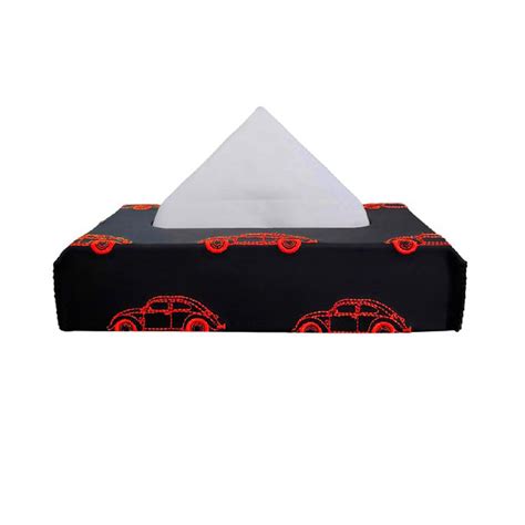 Nappa Leather Tissue Box Black and Red Online |Tissue Paper Box for Car ...