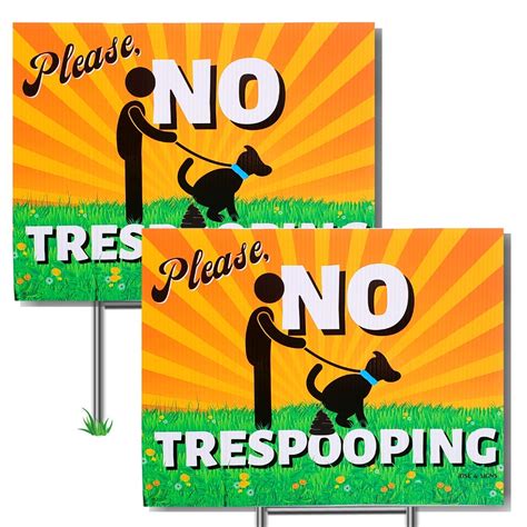Buy No Pooping Dog Signs for Yard No Trespooping 9"x12" 2-Pack Double ...