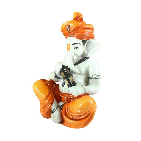 Lord Ganesha Showpiece Playing Kartal - eCraftIndia Online