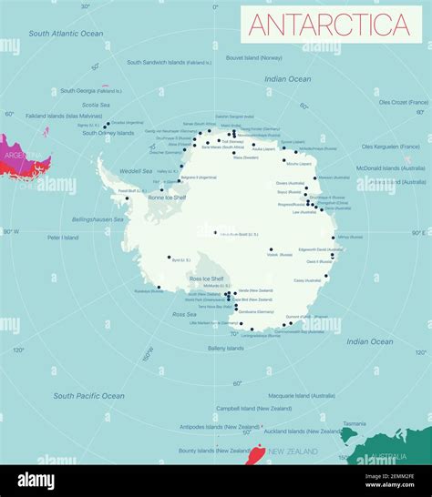 Detailed Map Of Antarctica Stations