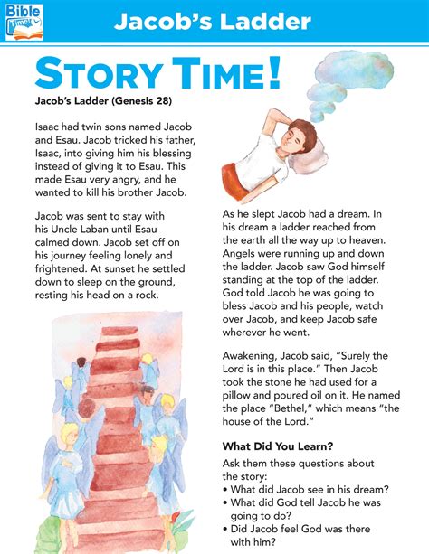 Jacobs Ladder Childrens Bible Lesson | Bible Study for Toddlers | Preschool bible, Bible stories ...