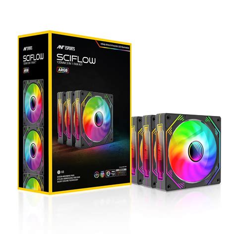 Ant Esports Sciflow 120mm 3 IN 1 ARGB Case Fan Kit - Black, RGB ...