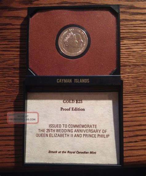 Cayman Islands 1972 Gold Coin $25 Queen Elizabeth Ii Proof With Case12k