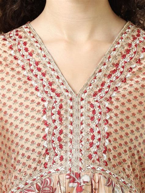 Maroon 3/4Th Sleeves Chanderi Loose Fit Ankle Length Flared Kurta Set ...