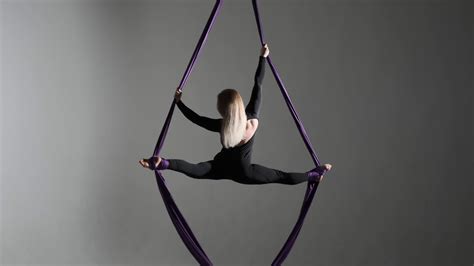 Woman Performs Aerial Silk Acrobatics On Stock Footage SBV-347714263 ...