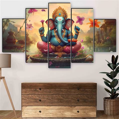 SAF Ganesha Paintings for Wall Decoration - Set Of Five, 3d modern art ...