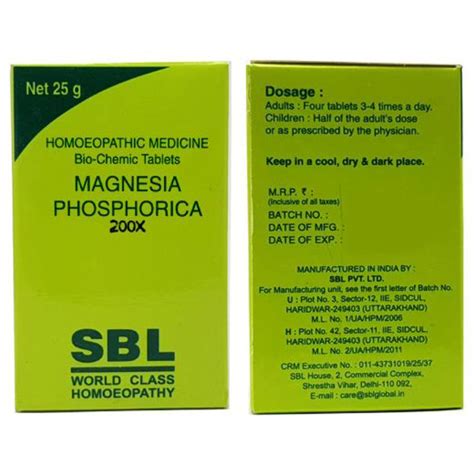 Buy SBL Magnesia Phosphorica Biochemic 200X Tablets, 25 gm | 19 Minutes ...