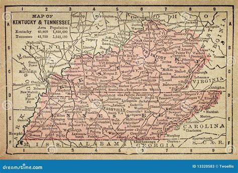 Kentucky and Tennessee map stock illustration. Illustration of history ...
