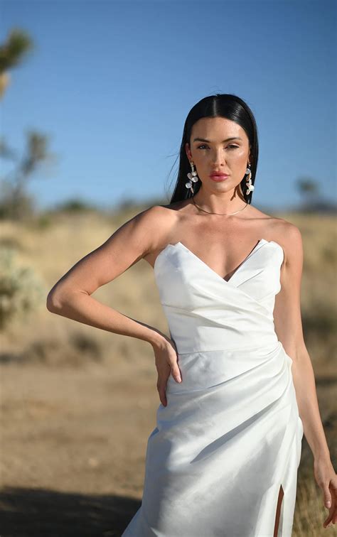Modern Strapless Silk A-Line Wedding Dress with Long Cathedral Train - martina liana 1557