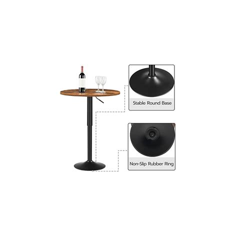 Buy HOOBRO Round Bar Table, Height-Adjustable Bar Table 27-35.4 Inches ...