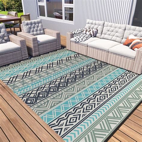 MontVoo Outdoor Rug Carpet Waterproof-Patio Rug Mat 5x8 Reversible RV ...