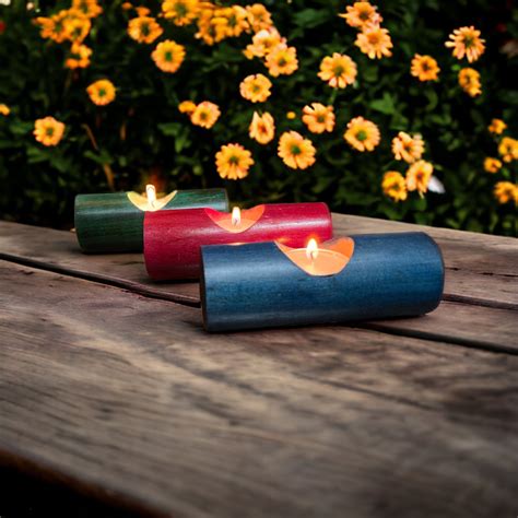 Handcrafted Wooden Log Shaped T-Light Candle Holder ( Set of 3) – Anayra's
