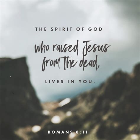 Romans 8:11 The Spirit of God, who raised Jesus from the dead, lives in you. And just as God ...
