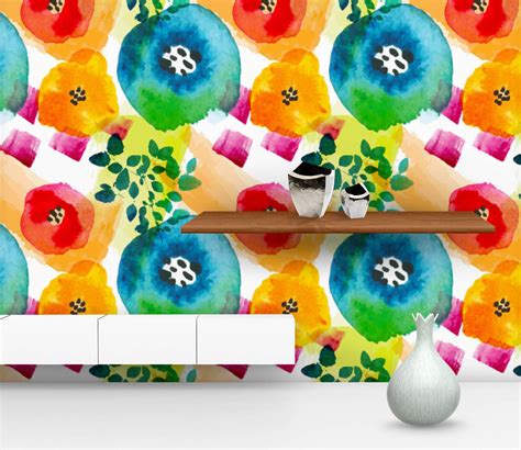 Buy Watercolor Floral Pattern D2 Non-PVC Self-Adhesive Peel & Stick ...