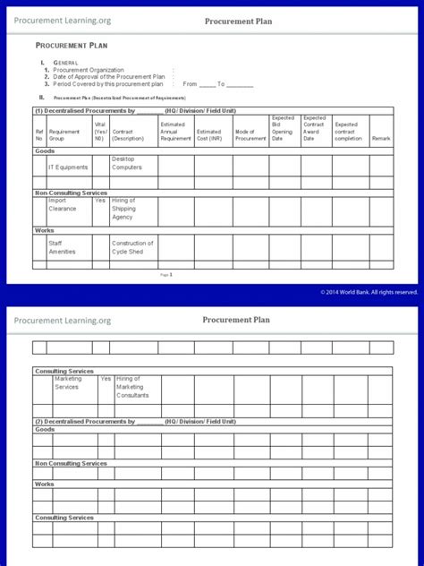 Image result for Procurement Plan Template