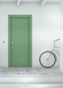 Puerta interior abatible o corredera de ALUMINIO fresada con 4 líneas ...