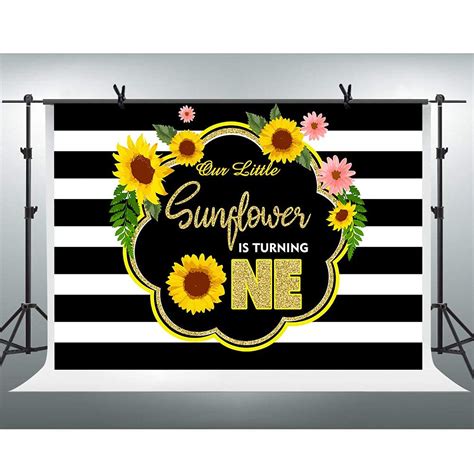 FHZON 7x5ft Sunflowers Backdrop Black and White Stripes Photography ...