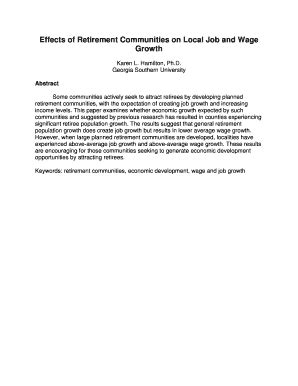 Fillable Online effects of retirement communities on local job and wage ...