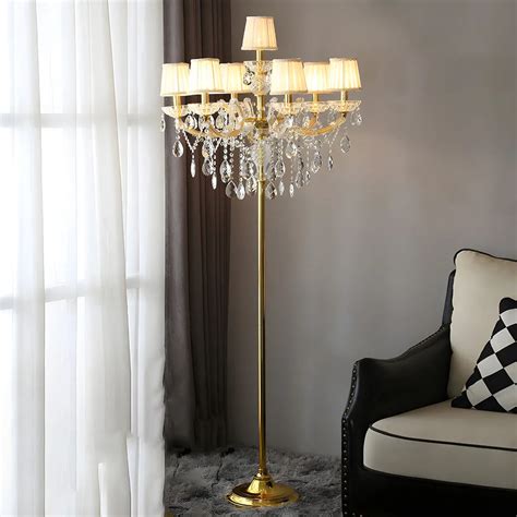 Luxury Candle Gold Crystal Chandelier Floor Lamp – Homebaa