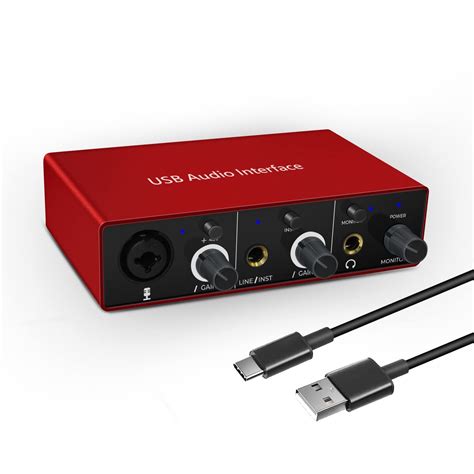 Kacenray SCT-AR001A USB XLR Audio Interface, 24-bit/96kHz, Phantom ...