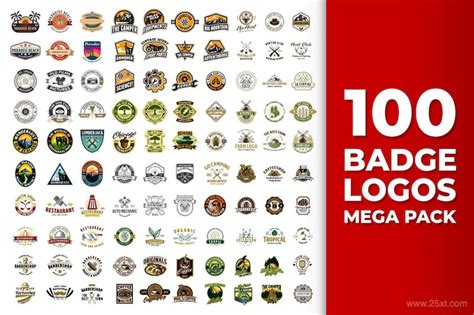 100个多用途的复古logo徽标标志设计模板 - 25学堂