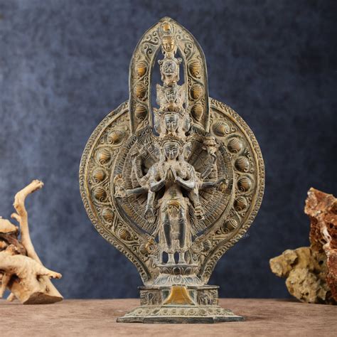 Buy Brass Avlokeswar Sculpture – 14" Height, Vintage Sand Blast Patina ...