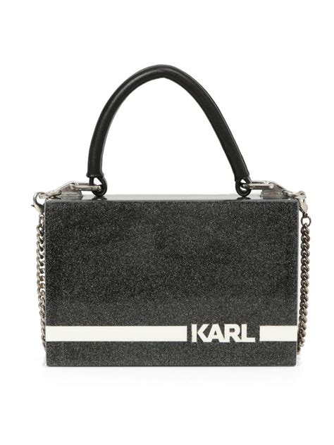 Shop Pre Owned Authentic Karl Lagerfeld Gorse Glitter Box Top Handle ...