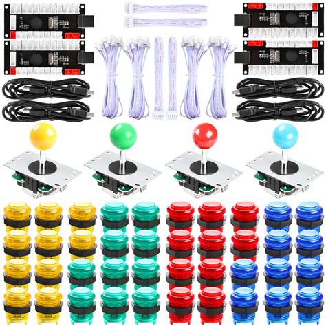 Easyget 4-Player LED DIY Arcade Kit - 4X Zero Delay LED USB Encoder ...