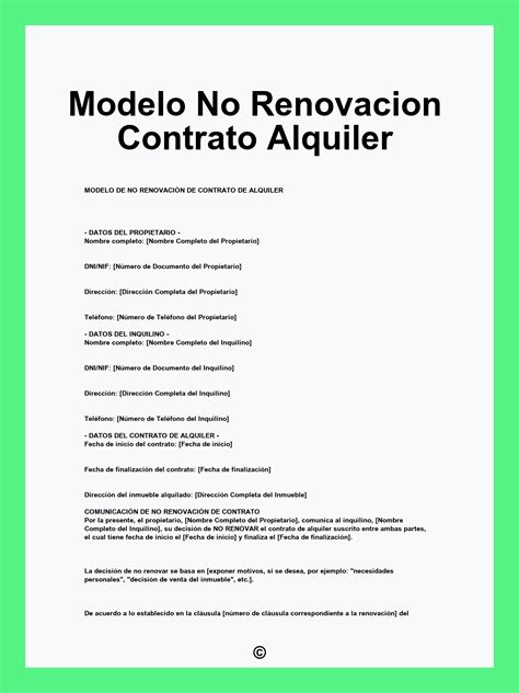 Modelo No Renovacion Contrato Alquiler