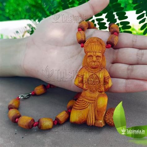 Shri Bajrang Bali Locket Handmade Original Tulsi Mala in Pure Silver ...