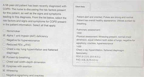 Solved: A 58-year-old patient has been recently diagnosed with Client ...