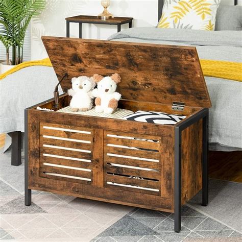 HOOBRO Wood Storage Chest with Metal Frame and India | Ubuy