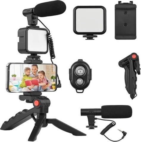 Unitouch 6-in-1 Vlogging Kit with Shotgun Microphone, Selfie Ring Light ...