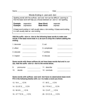 Words Ending in Ion: Complete with ease | airSlate SignNow